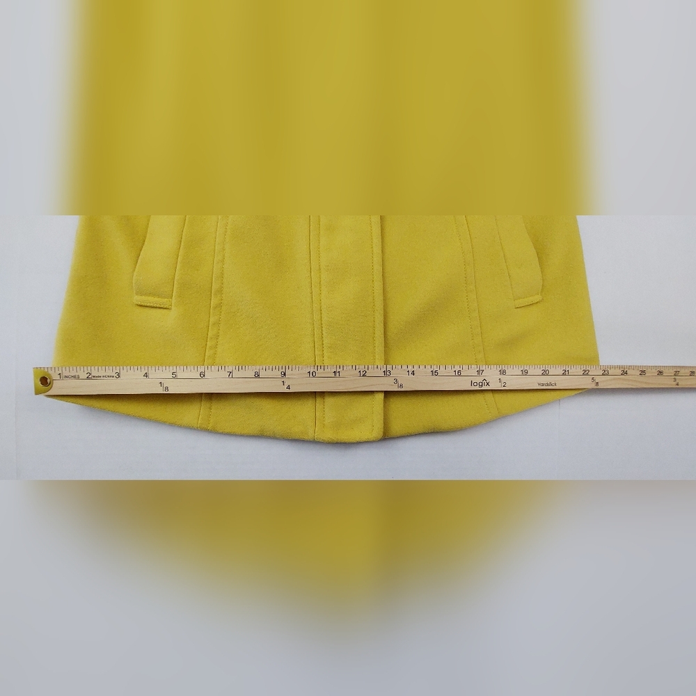 United Colors Of Benetton Duffle Coat Womens Size 6 Yellow Jacket Full Zip Wool - Picture 3 of 11